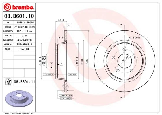 Brembo 08.B601.10 - Disc frana aaoparts.ro