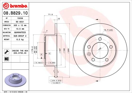 Brembo 08.B829.10 - Disc frana aaoparts.ro