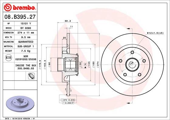 Brembo 08.B395.27 - Disc frana aaoparts.ro