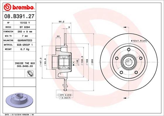 Brembo 08.B391.27 - Disc frana aaoparts.ro