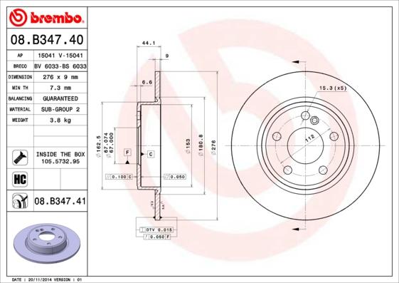 Brembo 08.B347.41 - Disc frana aaoparts.ro