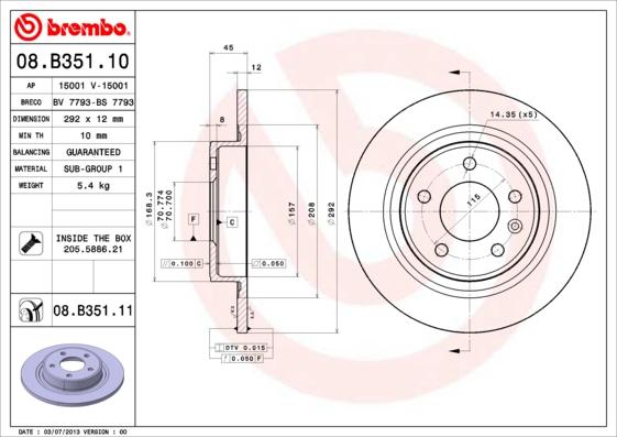 Brembo 08.B351.11 - Disc frana aaoparts.ro