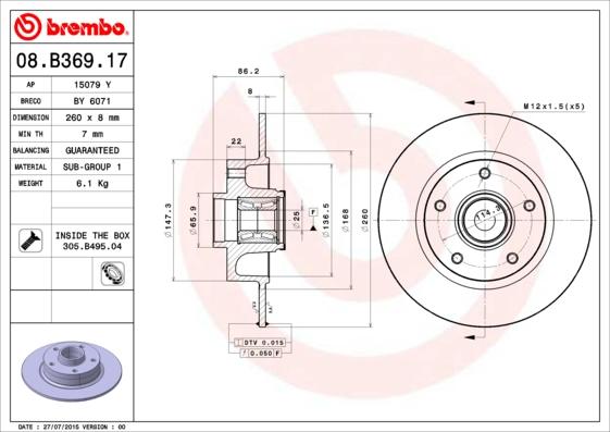 Brembo 08.B369.17 - Disc frana aaoparts.ro