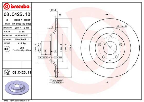 Brembo 08.C425.11 - Disc frana aaoparts.ro