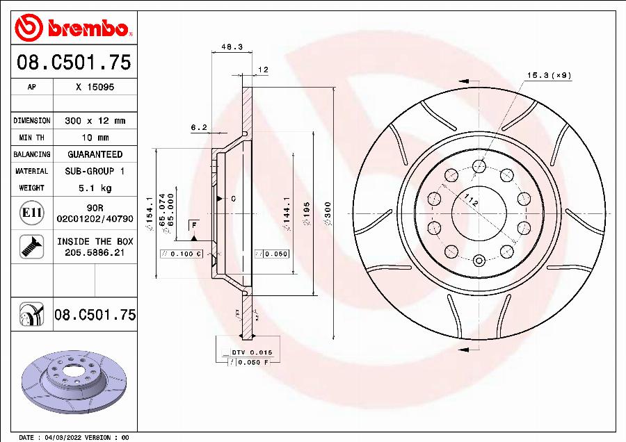 Brembo 08.C501.75 - Disc frana aaoparts.ro