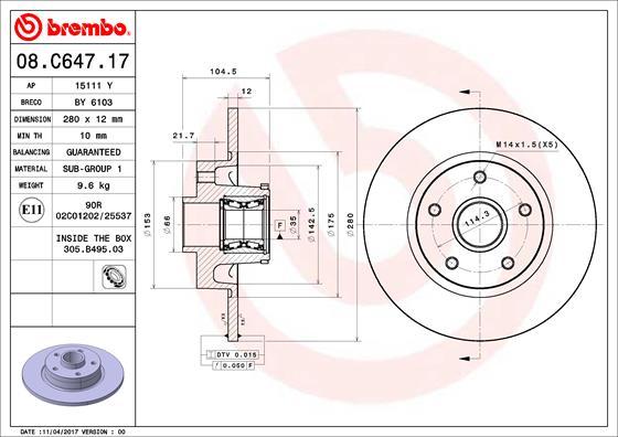 Brembo 08.C647.17 - Disc frana aaoparts.ro