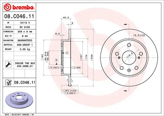 Brembo 08.C046.11 - Disc frana aaoparts.ro