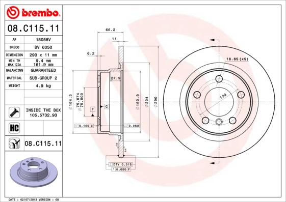 Brembo 08.C115.11 - Disc frana aaoparts.ro