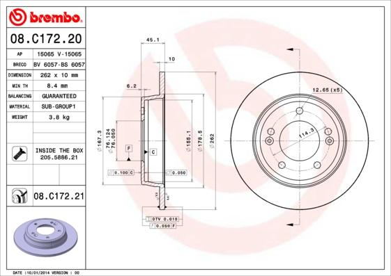 Brembo 08.C172.21 - Disc frana aaoparts.ro