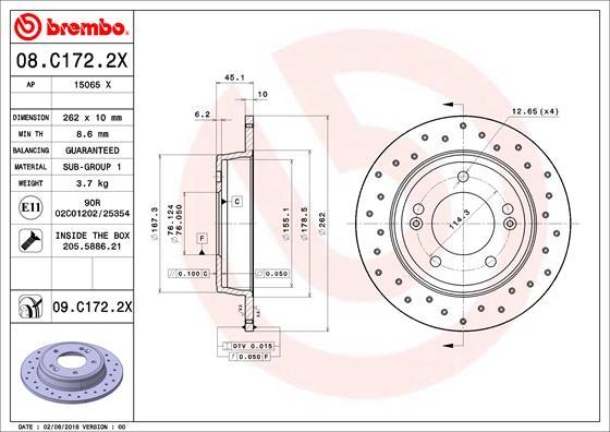 Brembo 08.C172.2X - Disc frana aaoparts.ro