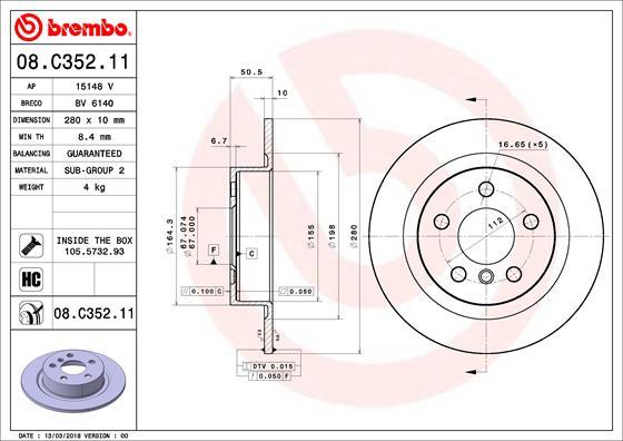 Brembo 08.C352.11 - Disc frana aaoparts.ro