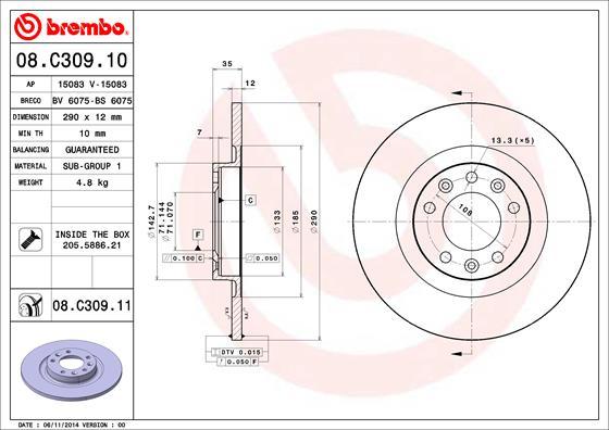 Brembo 08.C309.11 - Disc frana aaoparts.ro