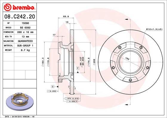 Brembo 08.C242.20 - Disc frana aaoparts.ro