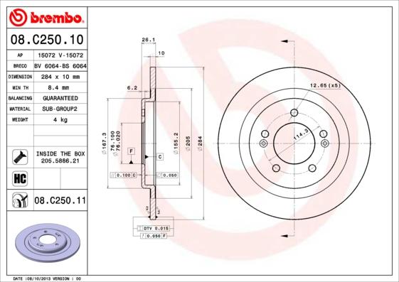 Brembo 08.C250.11 - Disc frana aaoparts.ro