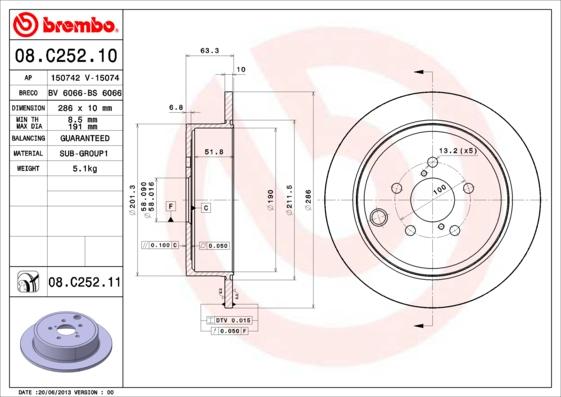 Brembo 08.C252.11 - Disc frana aaoparts.ro