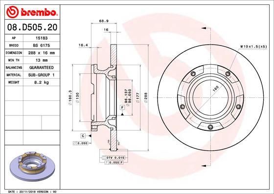 Brembo 08.D505.20 - Disc frana aaoparts.ro