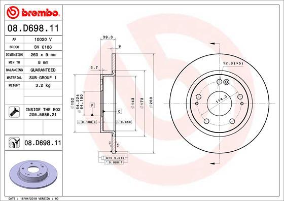 Brembo 08.D698.11 - Disc frana aaoparts.ro