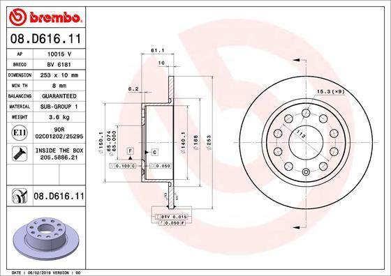 Brembo 08.D616.11 - Disc frana aaoparts.ro