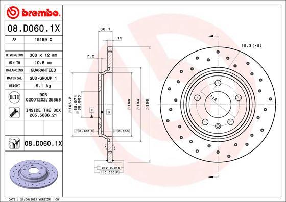 Brembo 08.D060.1X - Disc frana aaoparts.ro