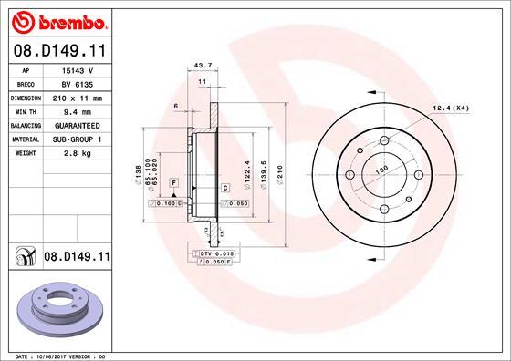 Brembo 08.D149.11 - Disc frana aaoparts.ro