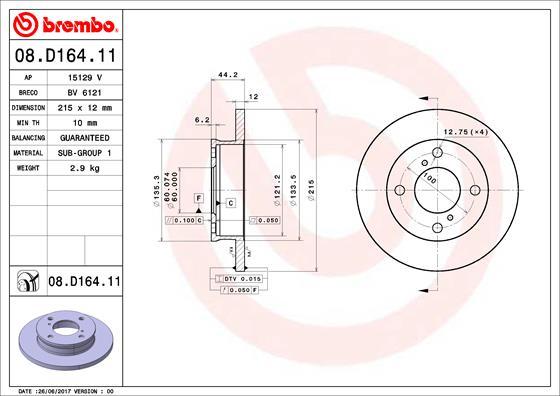 Brembo 08.D164.11 - Disc frana aaoparts.ro