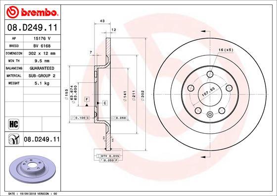 Brembo 08.D249.11 - Disc frana aaoparts.ro