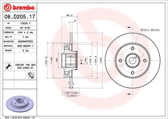 Brembo 08.D205.17 - Disc frana aaoparts.ro