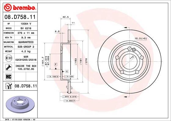 Brembo 08.D758.11 - Disc frana aaoparts.ro