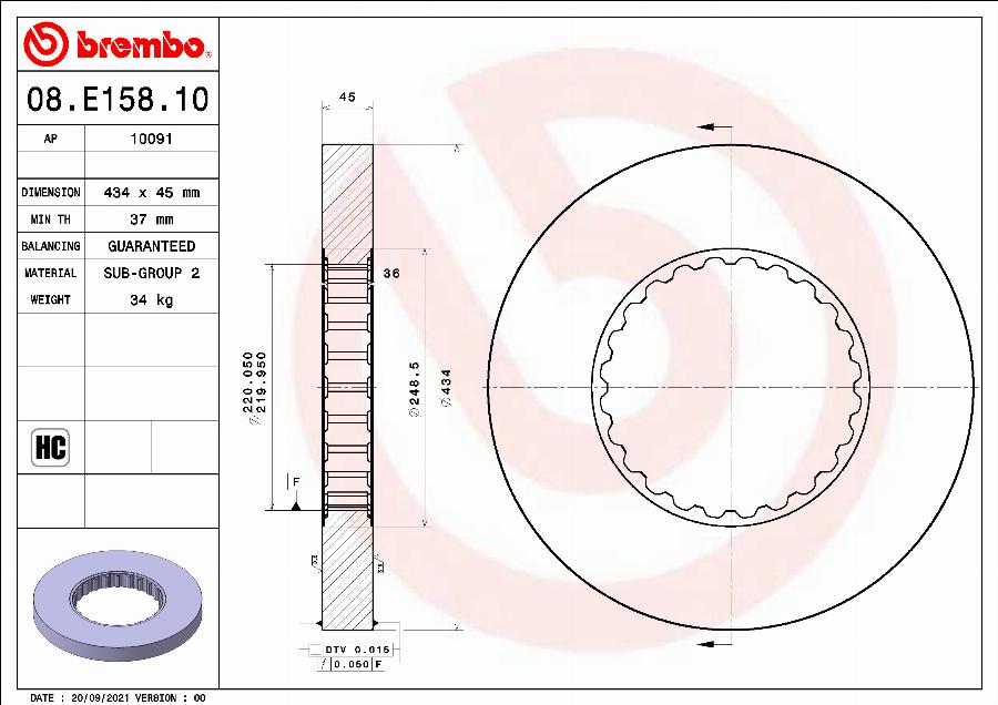 Brembo 08.E158.10 - Disc frana aaoparts.ro