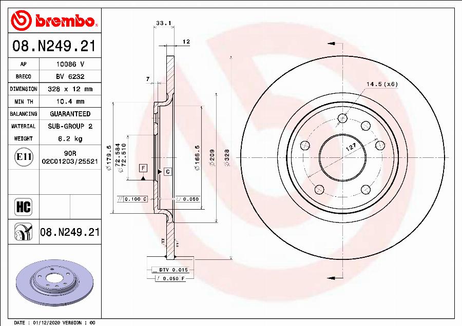 Brembo 08.N249.21 - Disc frana aaoparts.ro