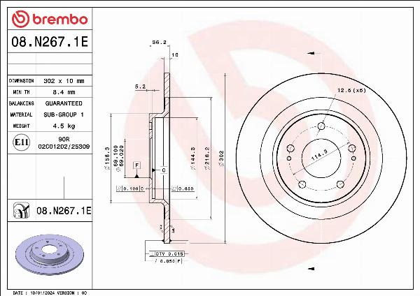 Brembo 08.N267.1E - Disc frana aaoparts.ro