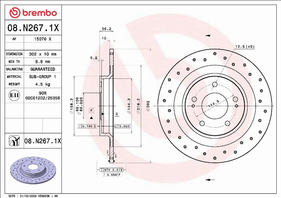 Brembo 08.N267.1X - Disc frana aaoparts.ro
