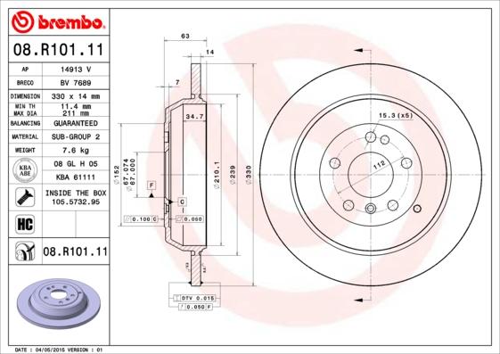 Brembo 08.R101.11 - Disc frana aaoparts.ro