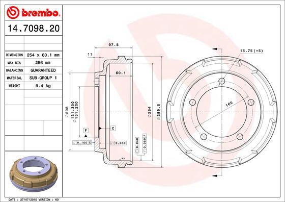 Brembo 14.7098.20 - Tambur frana aaoparts.ro