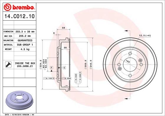 Brembo 14.C012.10 - Tambur frana aaoparts.ro