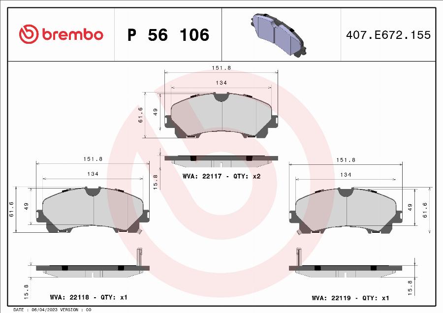 Brembo P 56 106 - Set placute frana,frana disc aaoparts.ro