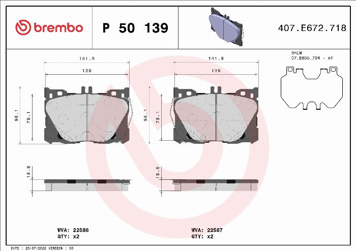 Brembo P 50 139 - Set placute frana,frana disc aaoparts.ro