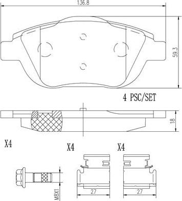 Brembo P61103N - Set placute frana,frana disc aaoparts.ro