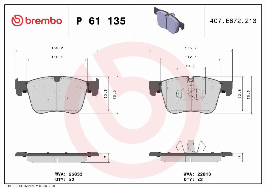 Brembo P 61 135 - Set placute frana,frana disc aaoparts.ro