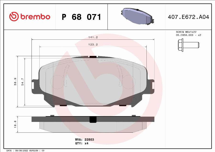 Brembo P 68 071 - Set placute frana,frana disc aaoparts.ro