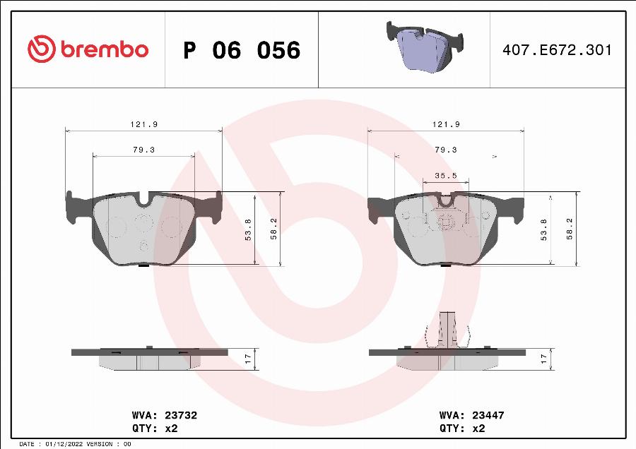 Brembo P 06 056 - Set placute frana,frana disc aaoparts.ro