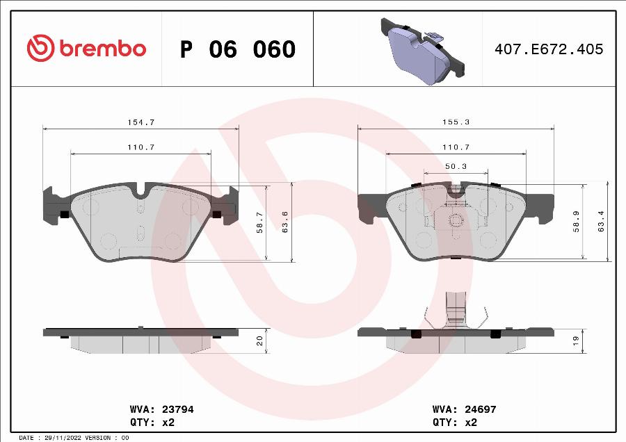 Brembo P 06 060 - Set placute frana,frana disc aaoparts.ro