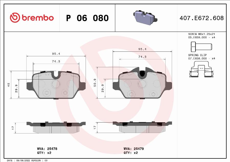 Brembo P 06 080 - Set placute frana,frana disc aaoparts.ro
