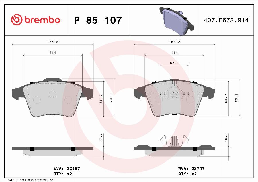 Brembo P 85 107 - Set placute frana,frana disc aaoparts.ro