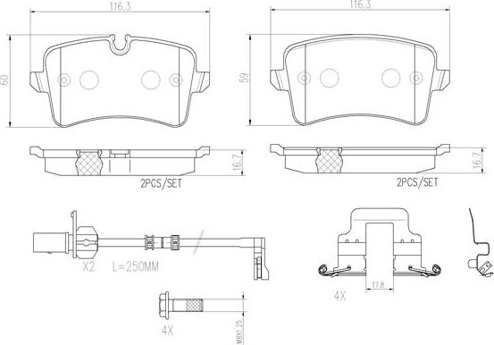 Brembo P85118N - Set placute frana,frana disc aaoparts.ro