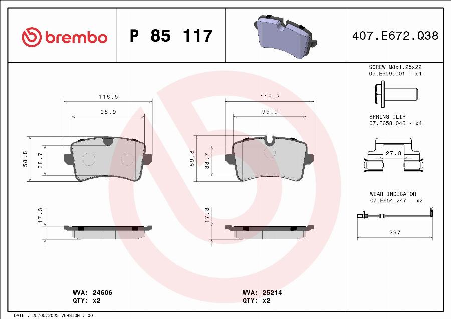 Brembo P 85 117 - Set placute frana,frana disc aaoparts.ro