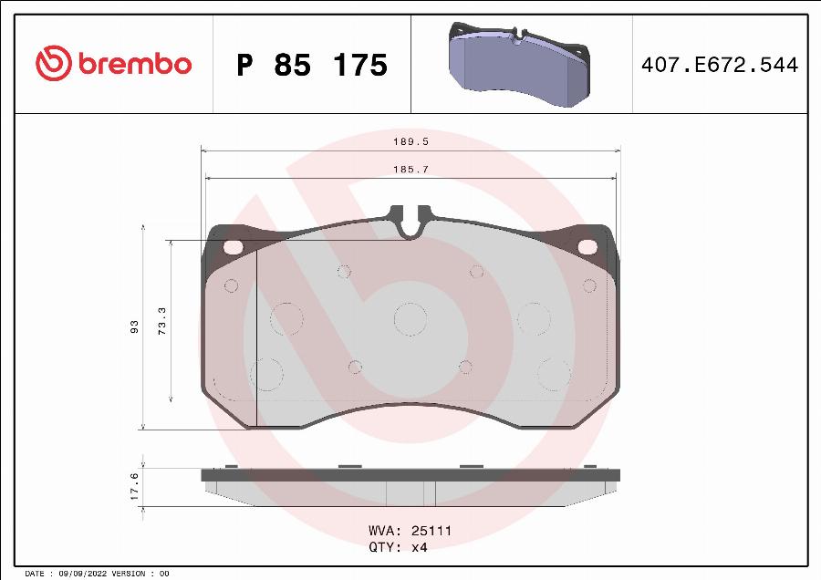 Brembo P 85 175 - Set placute frana,frana disc aaoparts.ro