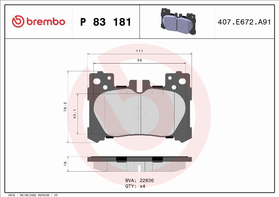 Brembo P 83 181 - Set placute frana,frana disc aaoparts.ro