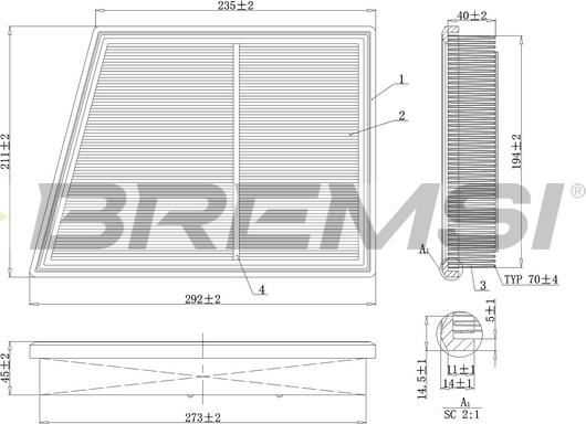 Bremsi FA1169 - Filtru aer aaoparts.ro