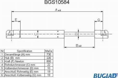 Bugiad BGS10584 - Amortizor portbagaj aaoparts.ro